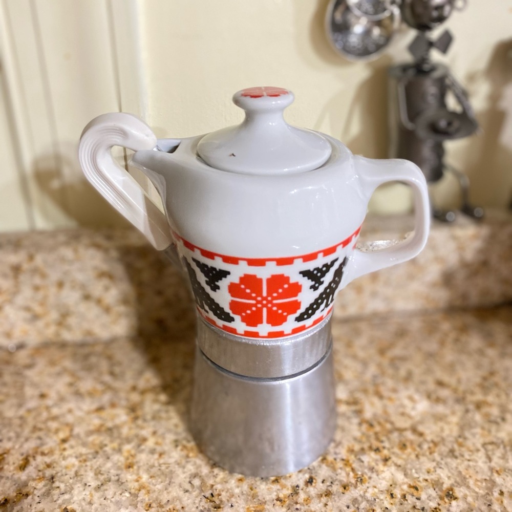 Rare vintage coffee pot in aluminum with spout and jug - Picture 2 of 7